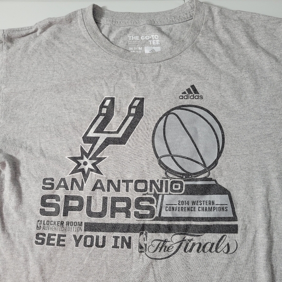Adidas Gray "The Go To" Tee San Antonio Spurs Graphic Short Sleeve T-Shirt - Picture 2 of 6